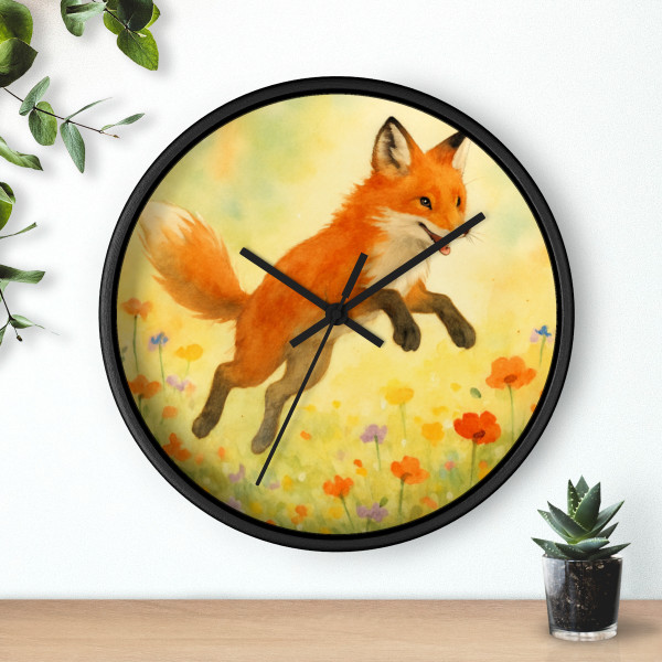 Whimsical Fox Dreams - Wall Clock