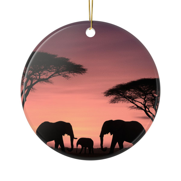 Savanna Sunset Serenade - Ceramic Ornaments, 1-Side Print