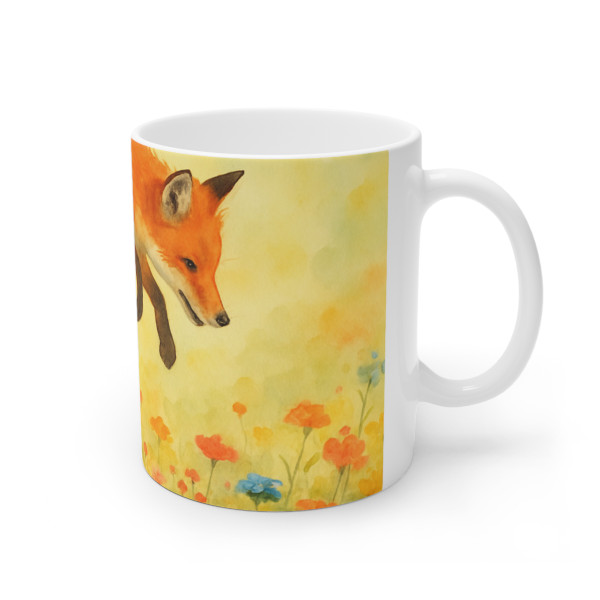 Whimsical Fox Dreams - White Ceramic Mug, 11oz and 15oz