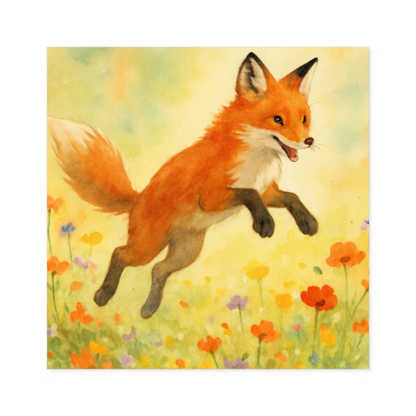 Whimsical Fox Dreams - Laminate Stickers, Square