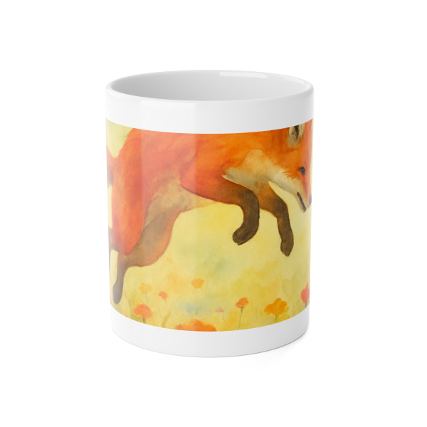 Whimsical Fox Dreams - White Ceramic Mug, 11oz