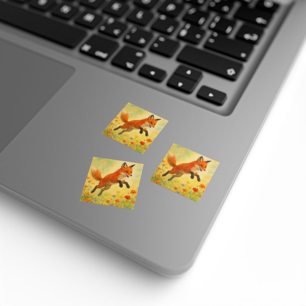 Whimsical Fox Dreams - Square Sticker Label Rolls