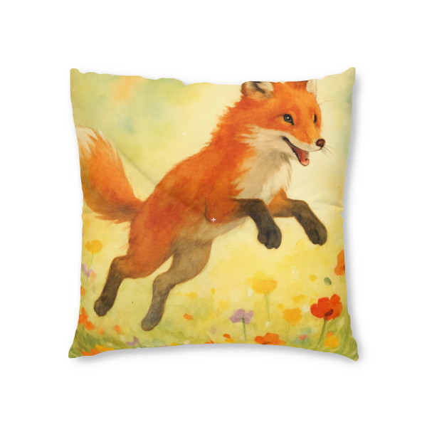 Whimsical Fox Dreams - Tufted Floor Pillow, Square