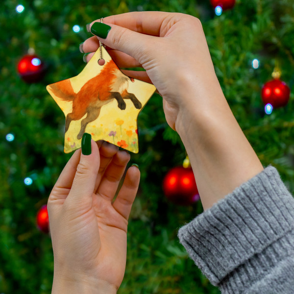 Whimsical Fox Dreams - Ceramic Ornament, 4 Shapes