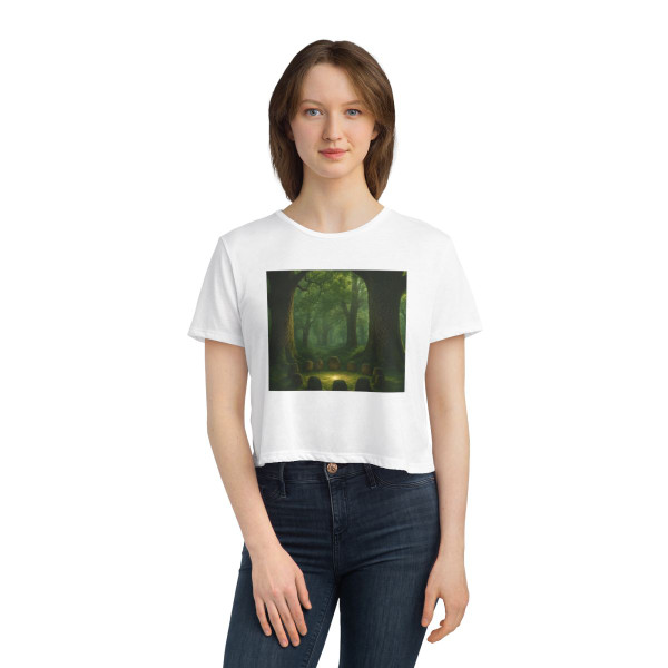 Mystical Celtic Grove - Women's Flowy Cropped Tee