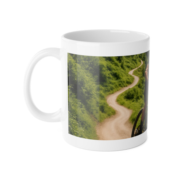 Pedal Power Journey - White Ceramic Mug, 11oz