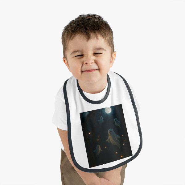 Spooky Forest Night - Baby Contrast Trim Jersey Bib