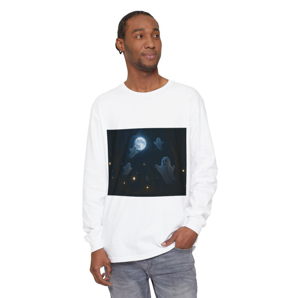 Spooky Forest Night - Unisex Garment-dyed Long Sleeve T-Shirt