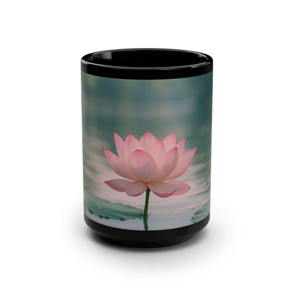 Serene Lotus Bliss - Black Mug, 15oz