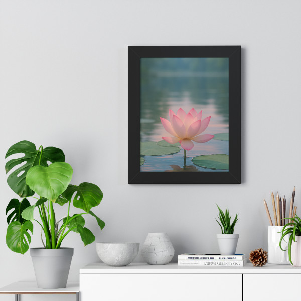 Serene Lotus Bliss - Framed Vertical Poster