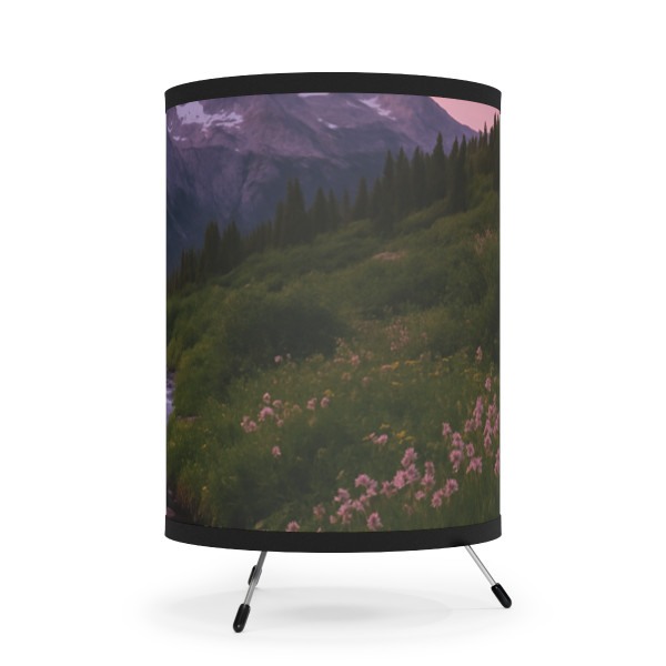 Serene Mountain Retreat - Tripod Lamp with High-Res Printed Shade, US\CA plug