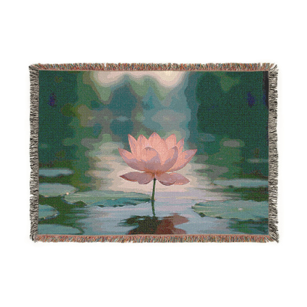 Serene Lotus Bliss - Woven Blanket