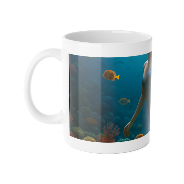 Ethereal Ocean Dance - White Ceramic Mug, 11oz