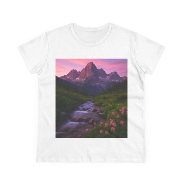 Serene Mountain Retreat - Women's Midweight Cotton Tee