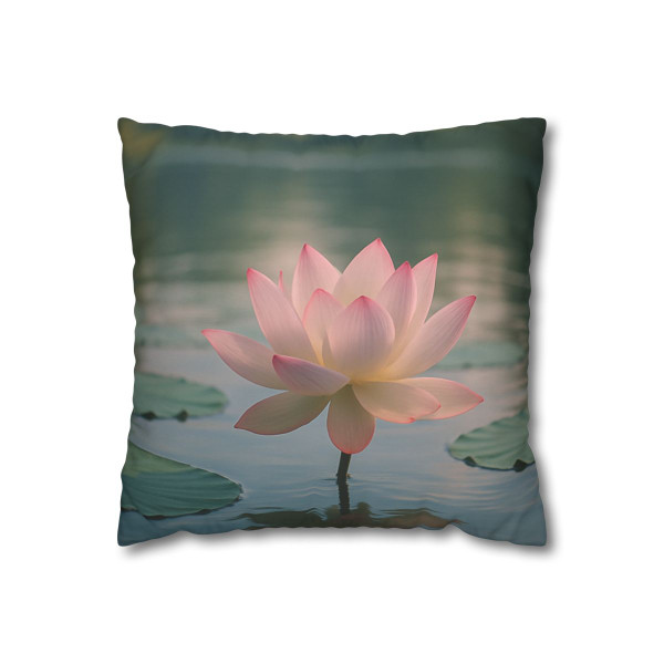Serene Lotus Bliss - Square Poly Canvas Pillowcase