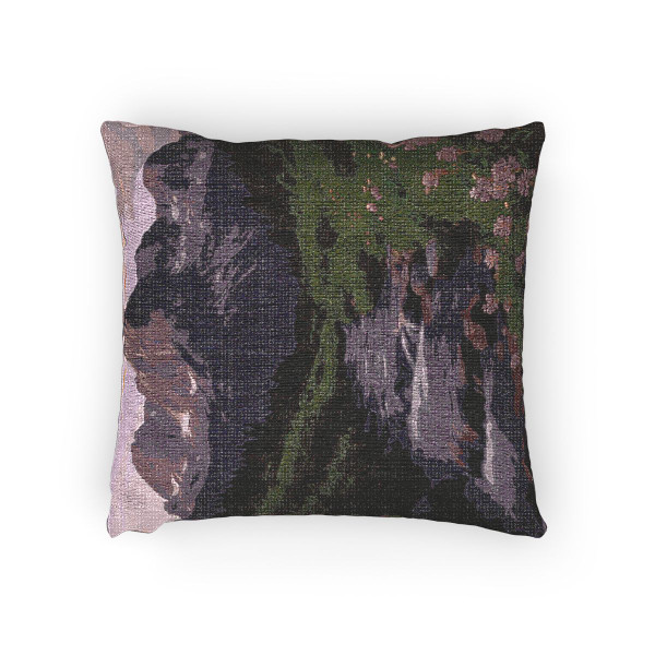 Serene Mountain Retreat - Woven Pillow