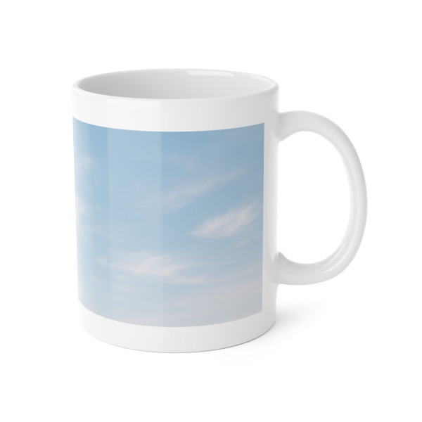 Serene Horizon - White Ceramic Mug, 11oz