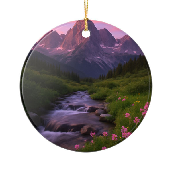 Serene Mountain Retreat - Ceramic Ornaments (2-Side Print)