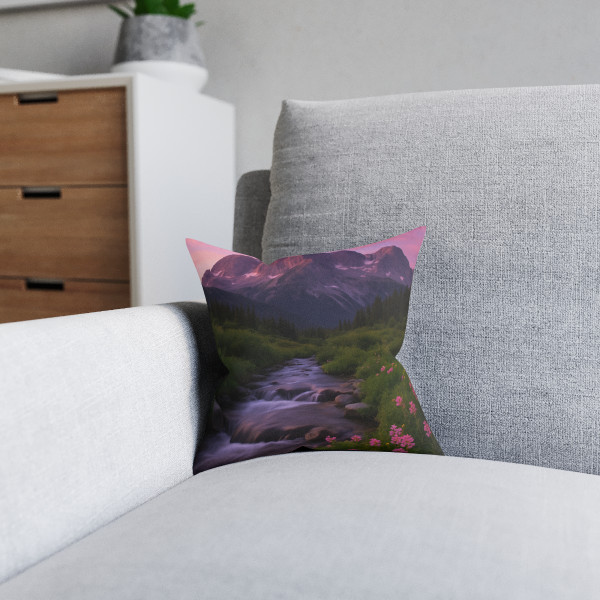 Serene Mountain Retreat - Square Pillow