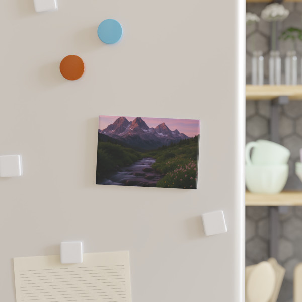 Serene Mountain Retreat - Button Magnet, Rectangle (1 & 10 pcs)