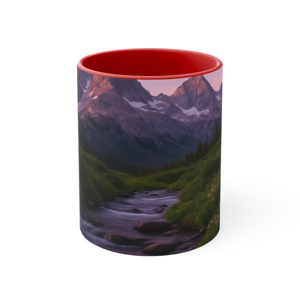 Serene Mountain Retreat - Colorful Accent Mugs, 11oz