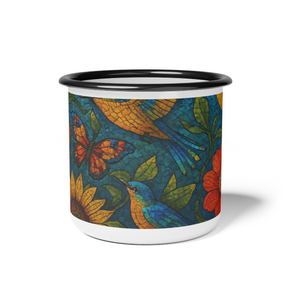 Nature's Mosaic Symphony - Enamel Camp Cup