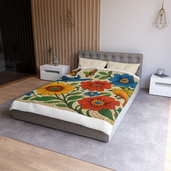 Nature's Mosaic Symphony - Microfiber Duvet Cover