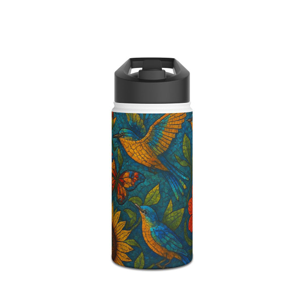Nature's Mosaic Symphony - Stainless Steel Water Bottle, Standard Lid