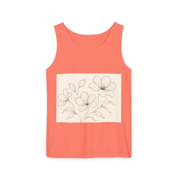 Serene Floral Flow - Unisex Garment-Dyed Tank Top