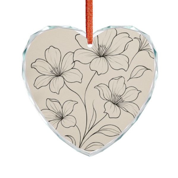 Serene Floral Flow - Crystal Glass Ornament