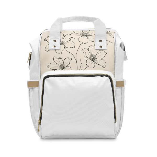 Serene Floral Flow - Multifunctional Diaper Backpack