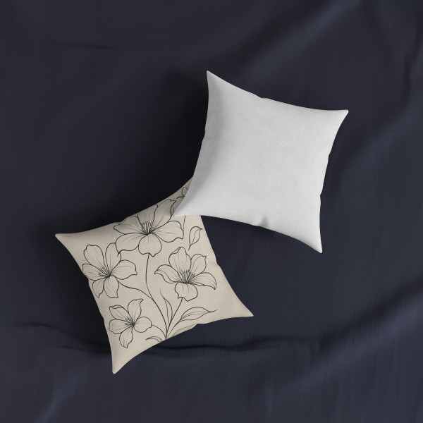 Serene Floral Flow - Square Pillow