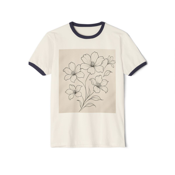 Serene Floral Flow - Unisex Cotton Ringer T-Shirt