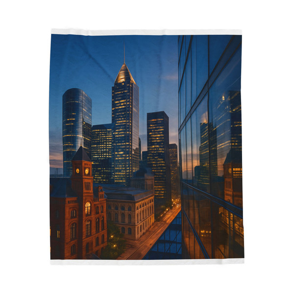 Metropolitan Reflections - Velveteen Plush Blanket