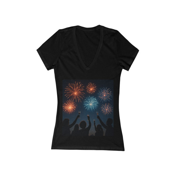 Midnight Magic - Women's Jersey Short Sleeve Deep V-Neck Tee