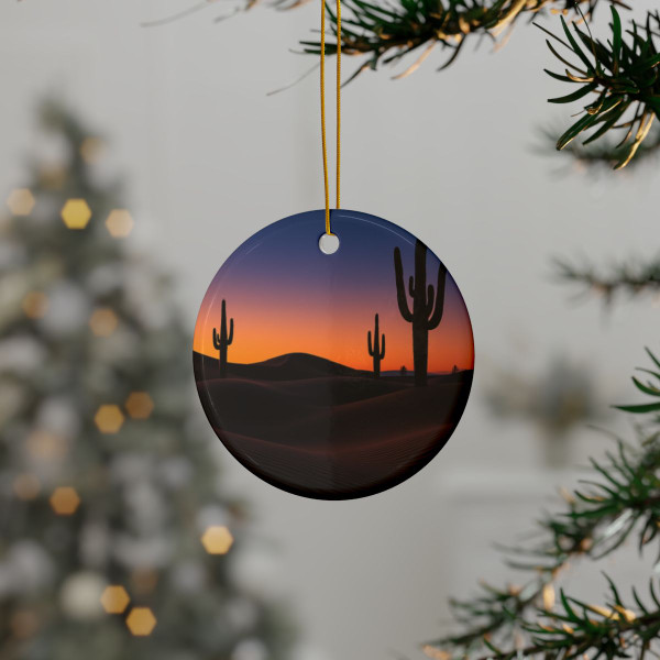Twilight Desert Dreams - Decorative Ceramic Ornaments, Double-Sided (1pc, 3pcs, 5pcs, 10pcs)
