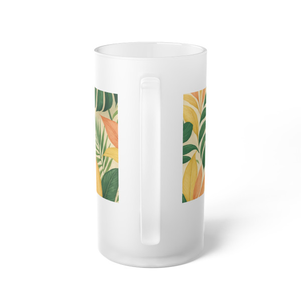 Tropical Leaf Fusion - Frosted Glass Beer Mug