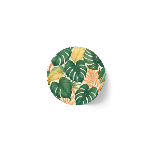 Tropical Leaf Fusion - Round Sticker Label Rolls