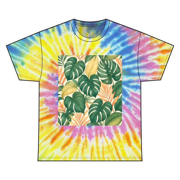 Tropical Leaf Fusion - Unisex Tie Dye Cotton Tee