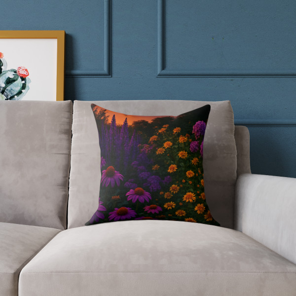 Ethereal Twilight Garden - Square Poly Canvas Pillow