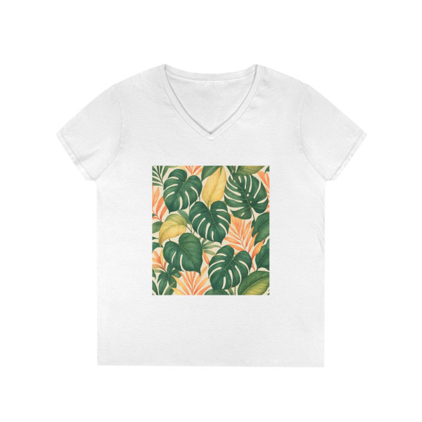 Tropical Leaf Fusion - Ladies' V-Neck T-Shirt