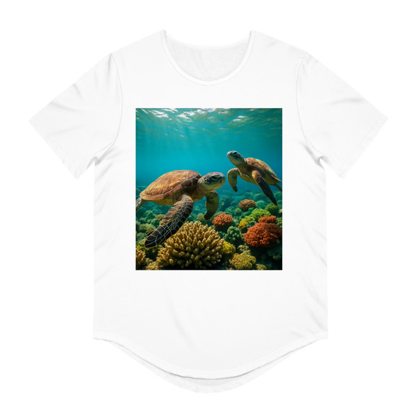 Dancing Sea Turtles - Men's Jersey Curved Hem Tee