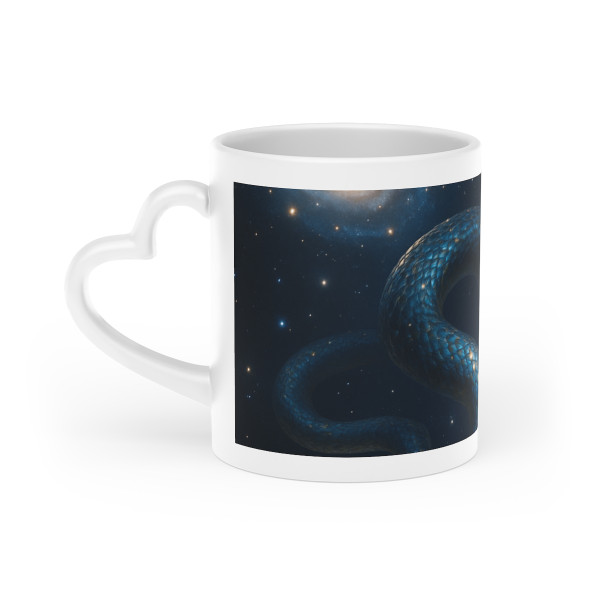 Celestial Serpent Dance - Heart-Shaped Mug