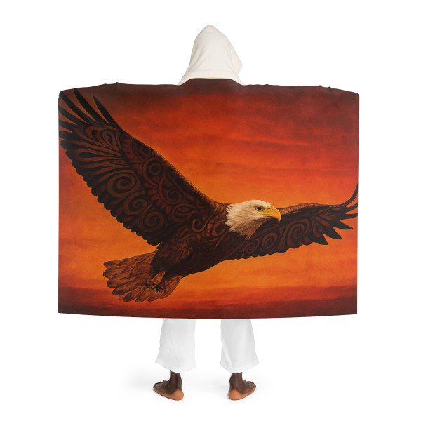 Sacred Eagle Flight - Hooded Sherpa Fleece Blanket