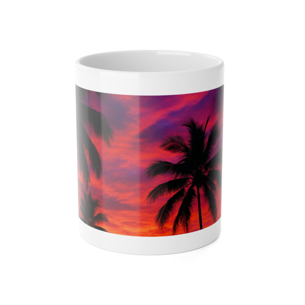 Electric Sunset Vibes - White Ceramic Mug, 11oz