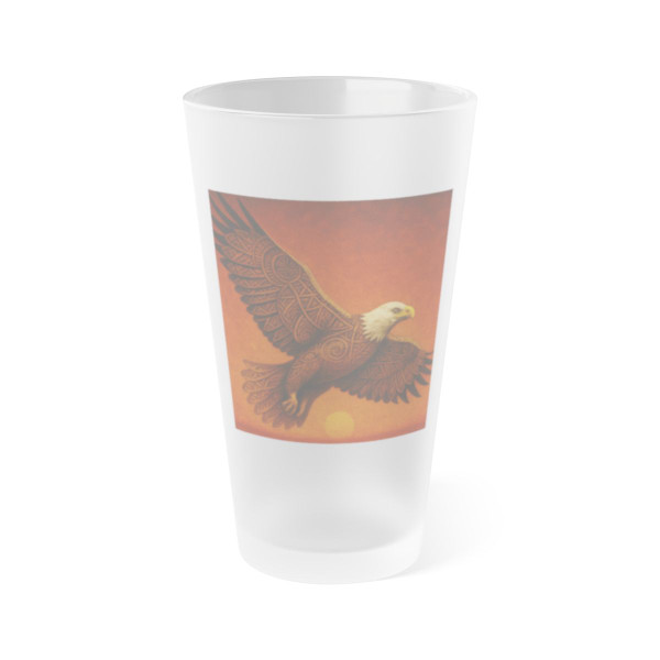 Sacred Eagle Flight - Frosted Pint Glass, 16oz