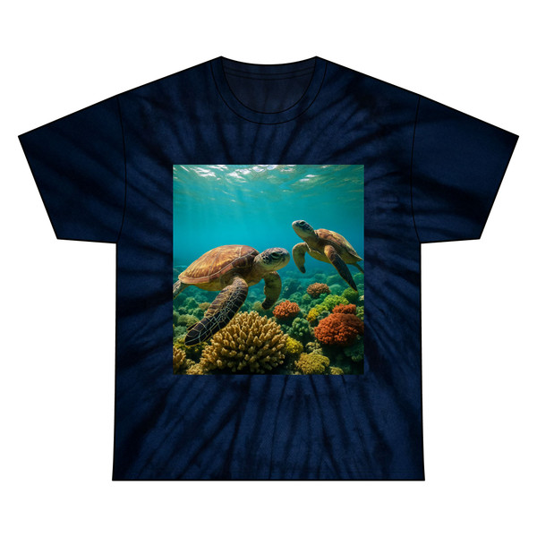 Dancing Sea Turtles - Unisex Tie Dye Cotton Tee