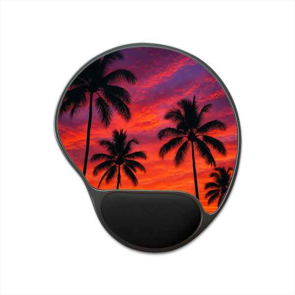 Electric Sunset Vibes - Mouse Pad With Wrist Rest