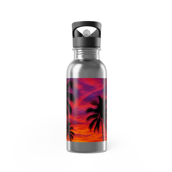 Electric Sunset Vibes - Stainless Steel Water Bottle With Straw, 20oz
