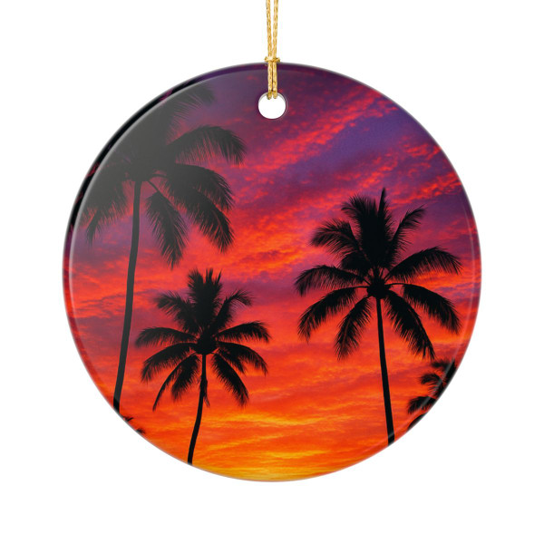 Electric Sunset Vibes - Ceramic Ornaments (2-Side Print)